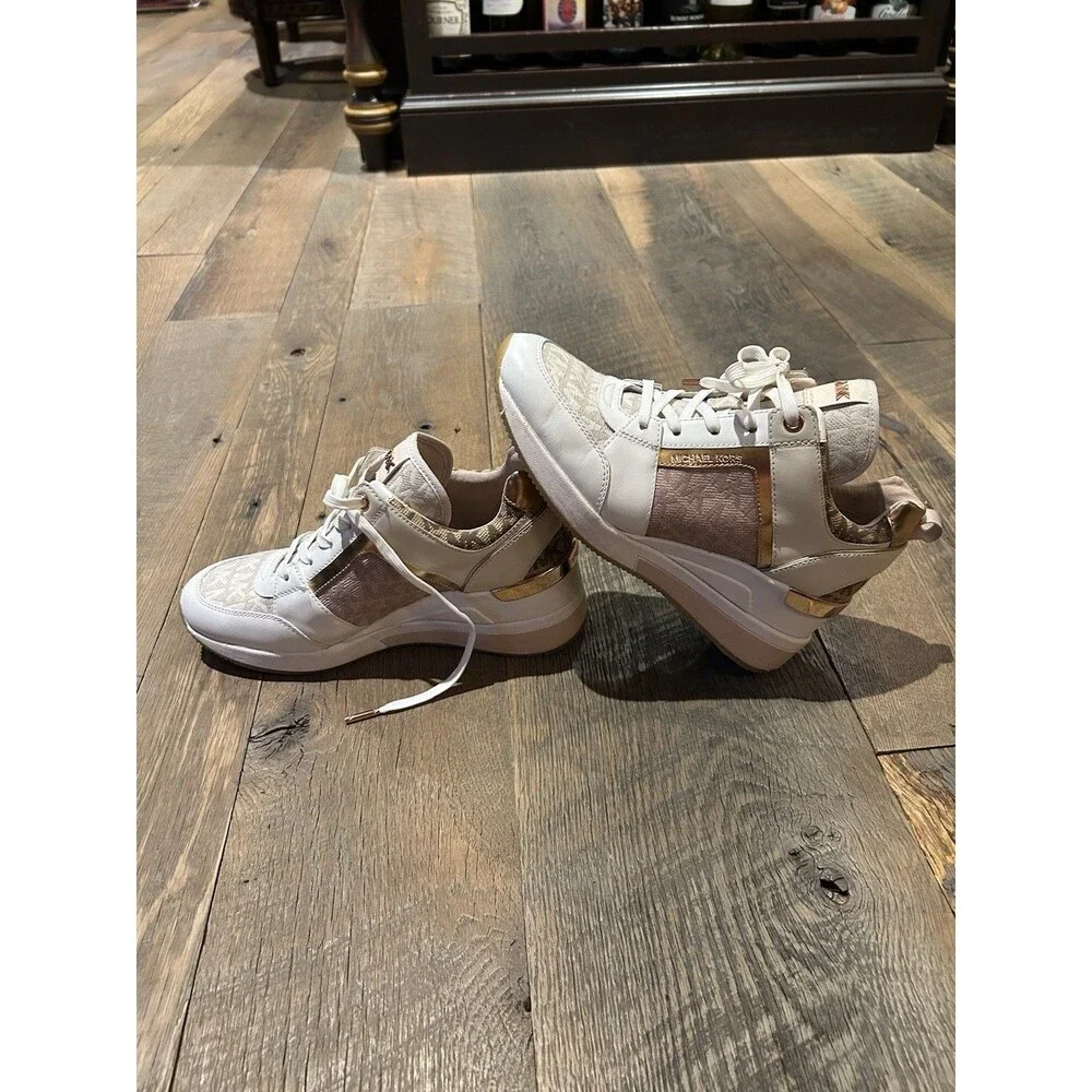 Michael Kors Georgie Trainer Sneakers Women’s Size 7 Leather and Rose Gold Retro